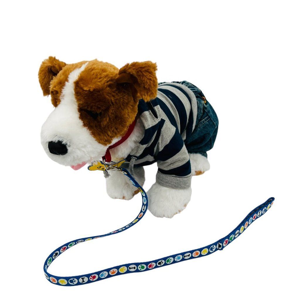 Build a Bear Workshop Jack Russell Terrier Plush With Hoodie, Jeans, & Leash